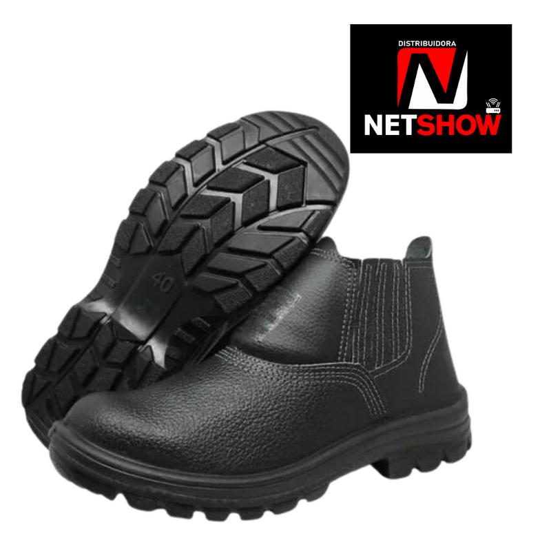 Bota Botina Sapatão Couro Cano Baixo Bico D Pvc Trabalho Epi